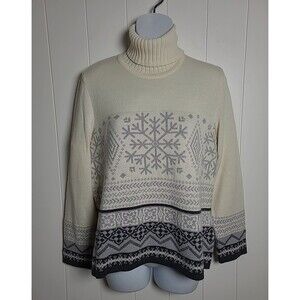 Devernois Paris Snowflake Nordic Sweater Womens Medium Wool Blend Winter Ski